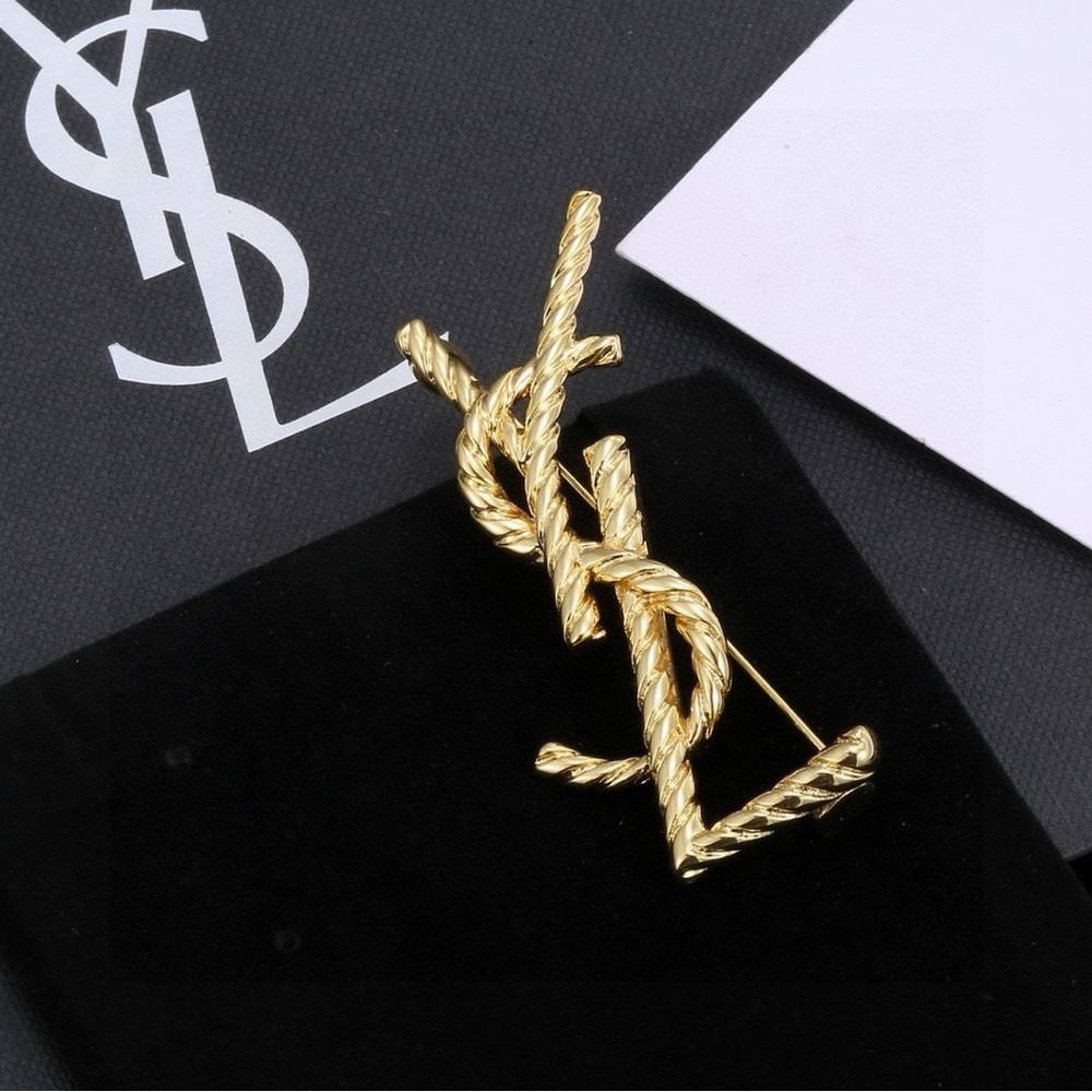 Yves Saint Laurent Twisted Gold Brooch
